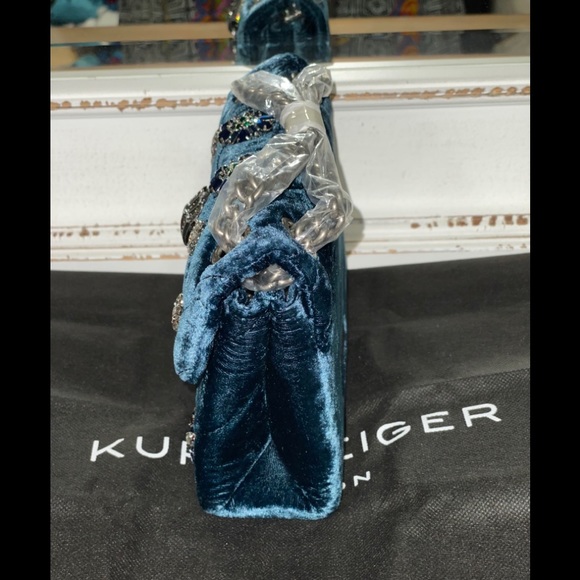 Kurt Geiger London Mini Kensington Embellished Velvet Crossbody Bag - Picture 6 of 8